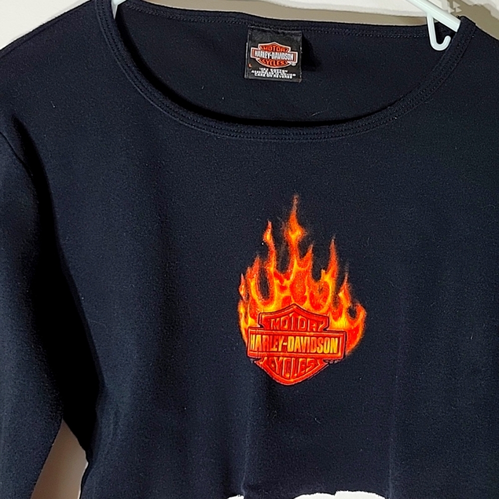 Harley Davidson Crop long sleeve t shirt size L Mankato Minnesota